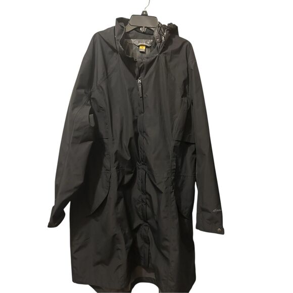 Eddie Bauer WeatherEdge Hood Trench Rain Coat Black XL Lightweight - Picture 2 of 13